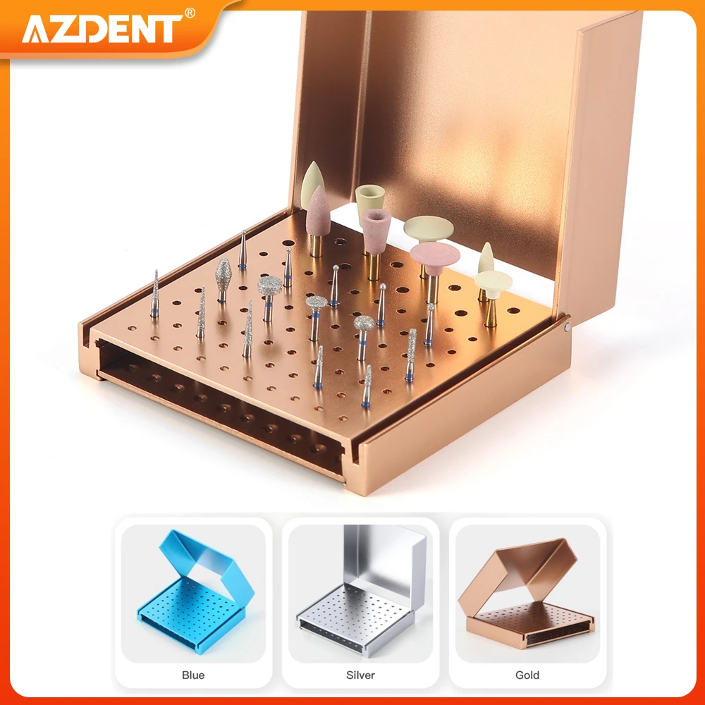 AZDENT Dental 86 Holes Endo Box Burs Cleaning Stand Holder Autoclave Sterilizable for High Low speed Dentistry Burs