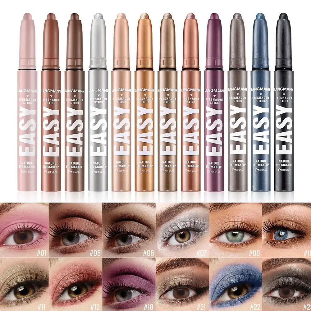 Monochrome Oogschaduwstok Waterdichte Duurzame Hoogglans Parelmoer Matte Oogschaduw Liggend Zijderups Eyeliner Pen Make-Up