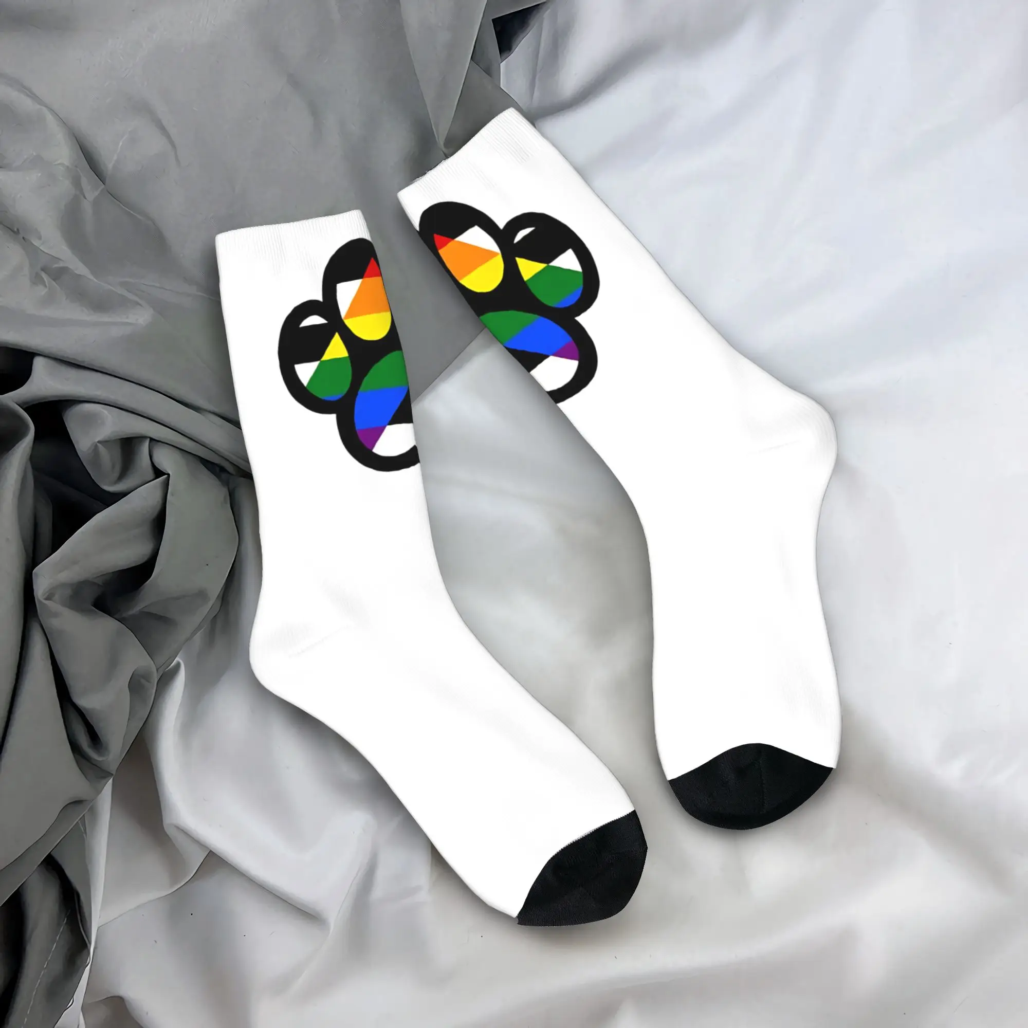 

Ally Pride LGBT Dog Paw Pride Socks Harajuku Stockings Men's Soft Running Sports Socks Spring Design Anti Bacterial Socks