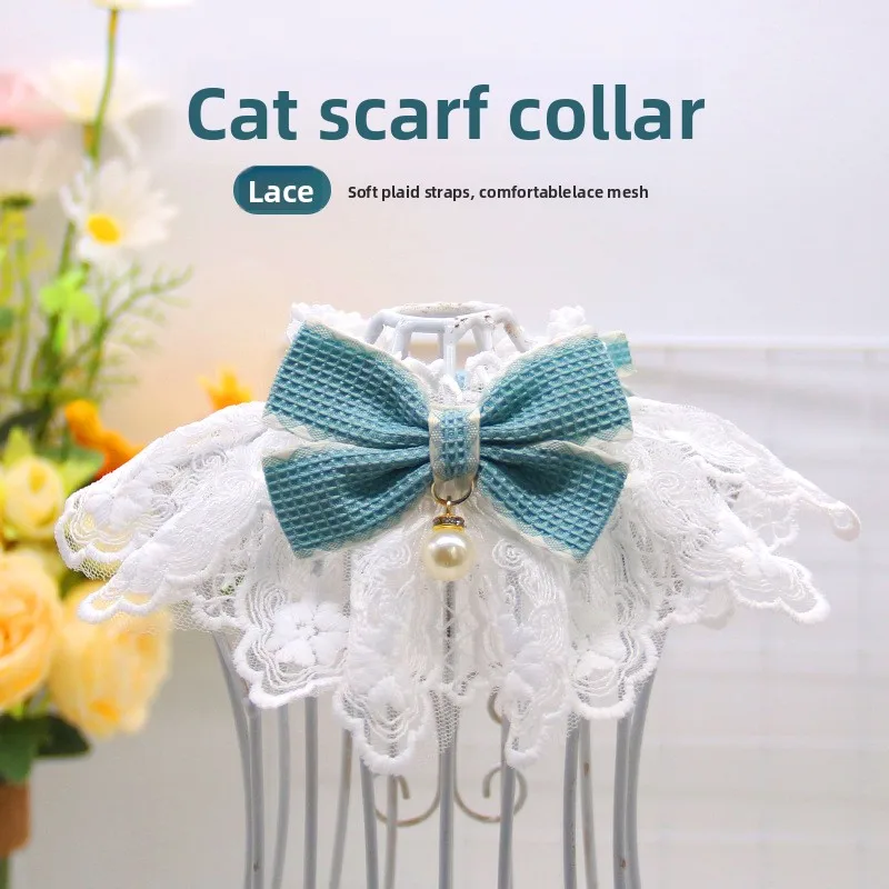 

Pet Drool Bibs & Lace Neckwear - Adorable Cat/Dog Bandanas with Bow Ties for Daily Decoration Messy Eaters & Photo Sessions