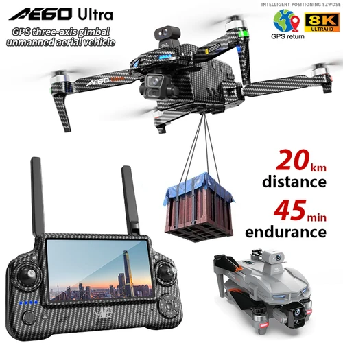 Dron Profesional AE60 con cámara HD de 8K, fotografía aérea con cardán de 3 ejes, 20KM, evitación de obstáculos, pantalla LED Airdrop, Drones FPV