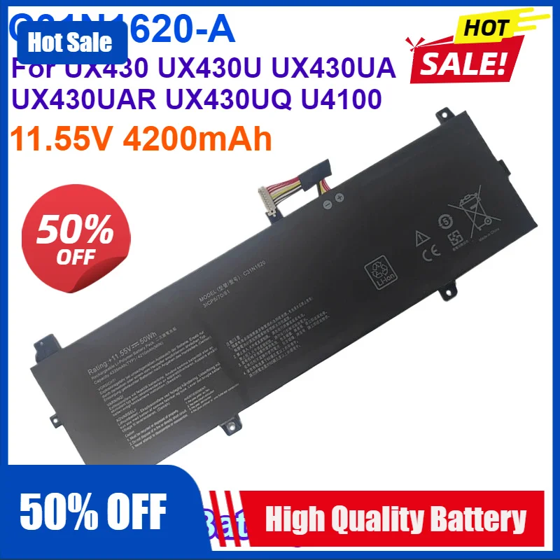 4200mAh C31N1620-A Laptop Battery for Asus Zenbook UX430 UX430U UX430UA UX430UAR UX430UN UX430UNR UX430UQ U4100 U4100UN U4100UQ
