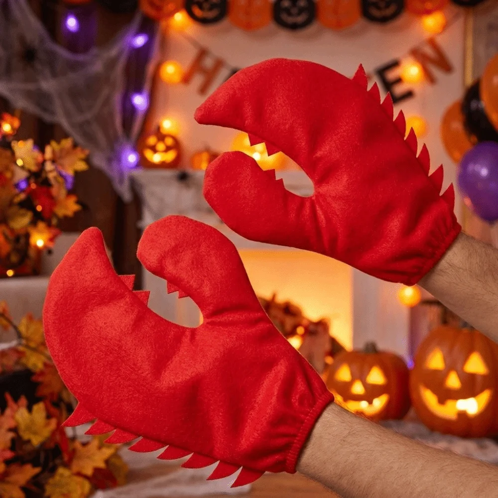 Cute Cartoon Crab Pliers Gloves Funny Polyester Dress Up Mitten Creative Halloween Mitt Stage Performance
