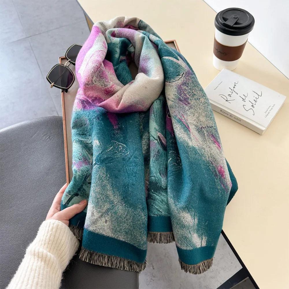 Winter Women\'s Warm Scarf Luxury Design Double sided Cashmere Feel Scarf Warm Scarf Shawl