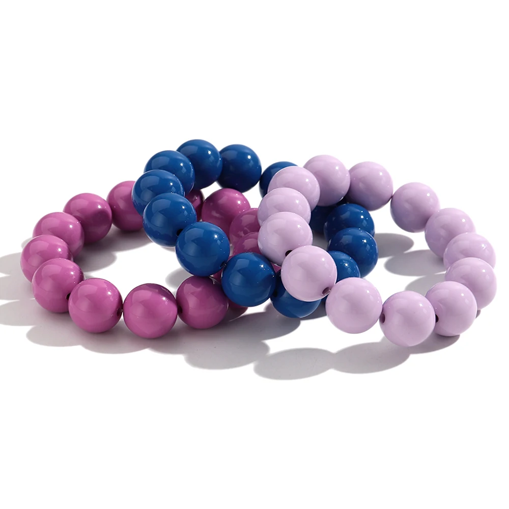 2 Teile/satz Boho Bunte Acryl Runde Perlen Halsband Halskette Armbänder Geometrische Harz Ball Perlen Party Schmuck Set für Frauen Neue – Detail 9