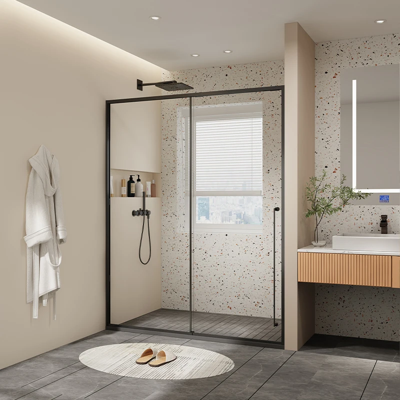 Shower room partition glass domestic bathroom dry-wet separation sliding door shower screen