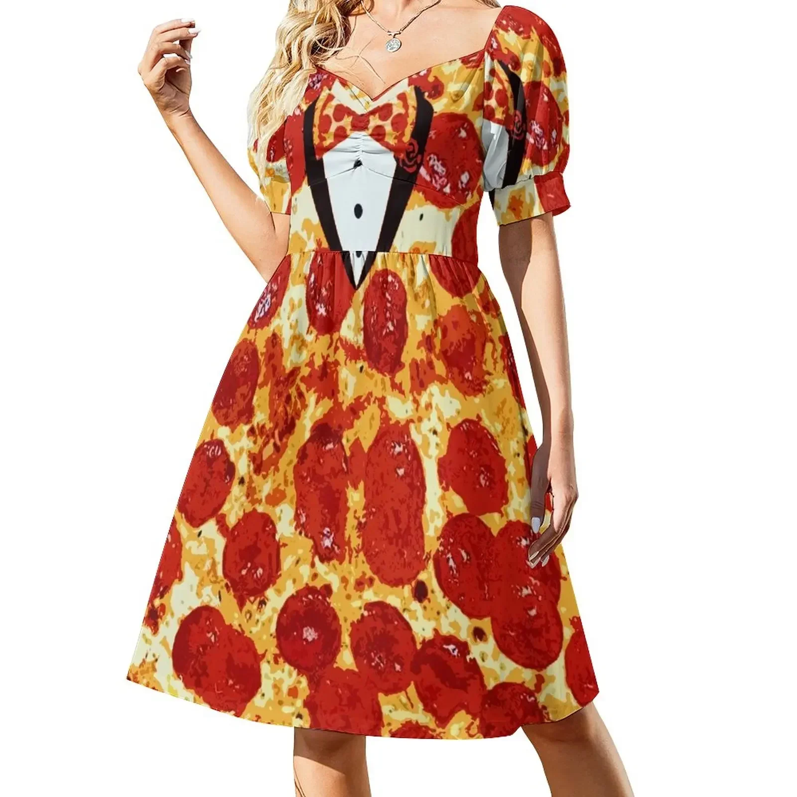 

Pepperoni Pizza Tuxedo Sleeveless Dress elegant women's sets Women's dress Elegant gowns Dress