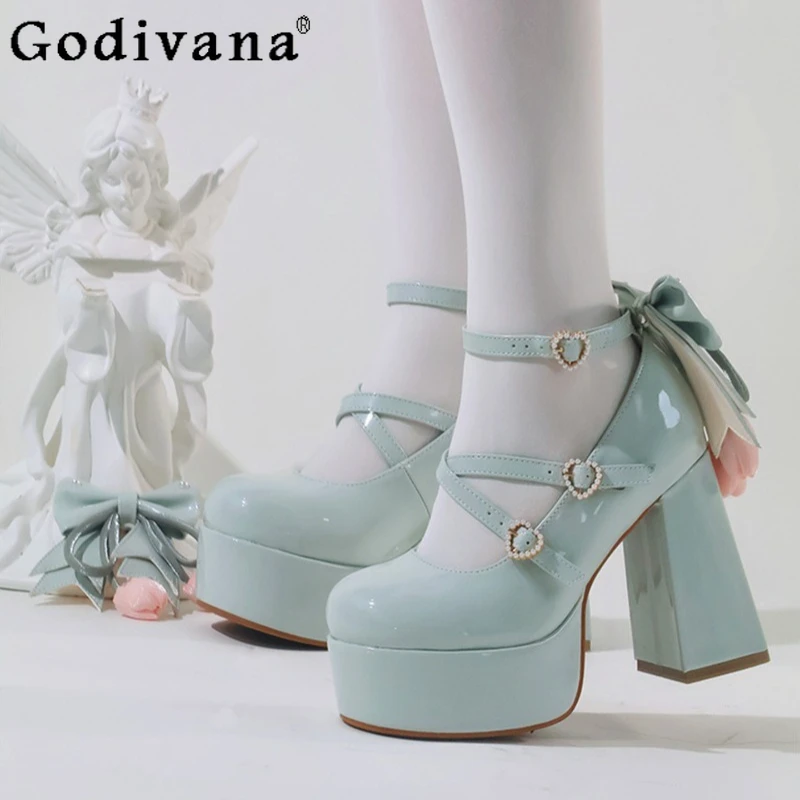 

Водонепроницаемые туфли на платформе в стиле Лолита для женщин, на высоком каблуке, большие размеры, туфли Мэри Джейн, женские элегантные туфли в японском стиле