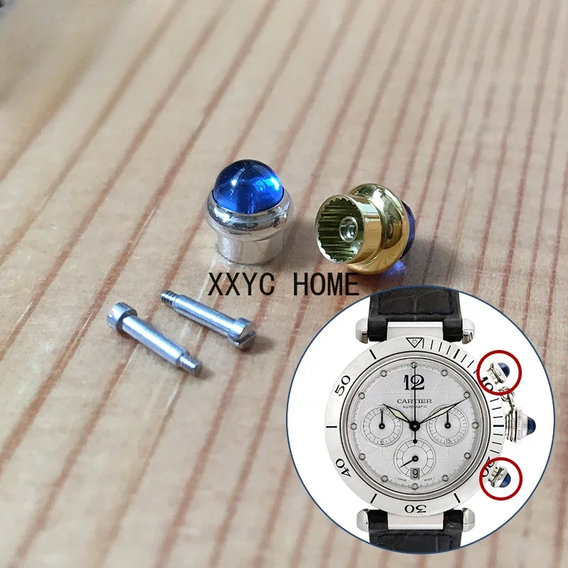 sapphire crystal screw pusher /push button for Cartier Pasha chronograph watch