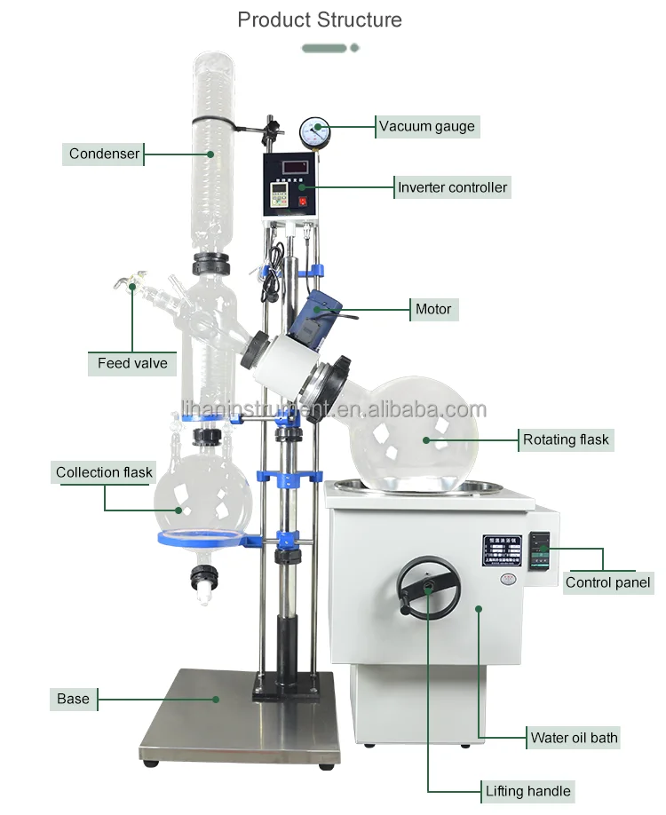 Lab Rotary Evaporator with Chiller and Vacuum Pump Digital Alcohol Distiller Evaporator Laboratory Rotary Vacuum Evaporator