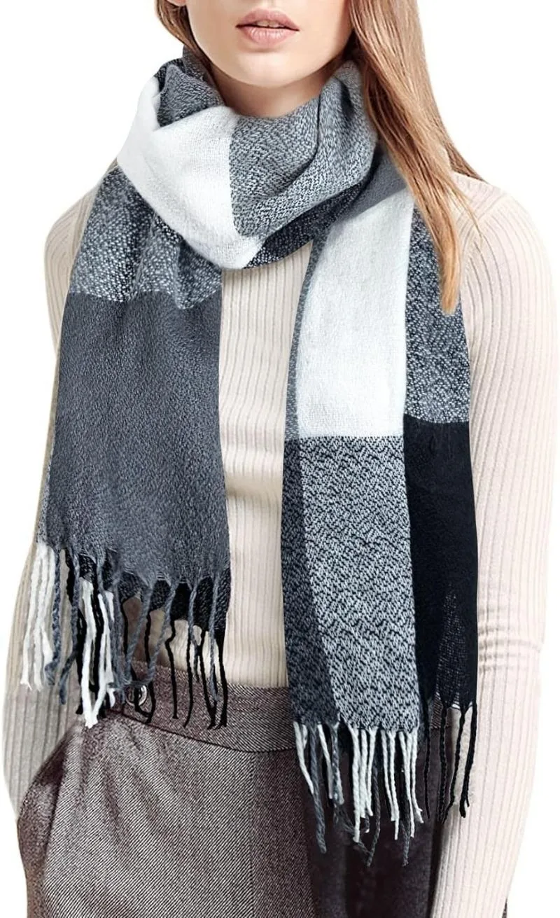 Fashion Winter Womens Scarf warm thick Long Plaid Shawl Wrap Cashmere Lattice Large Scarves Gifts