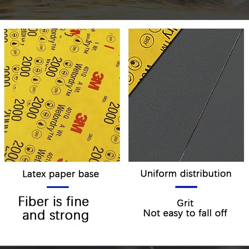 3M 401Q الصنفرة تلميع الرملي مجموعة ورق الصنفرة مقاومة للماء 2500 حصى 2000 حصى 1500 الصنفرة الجافة #4