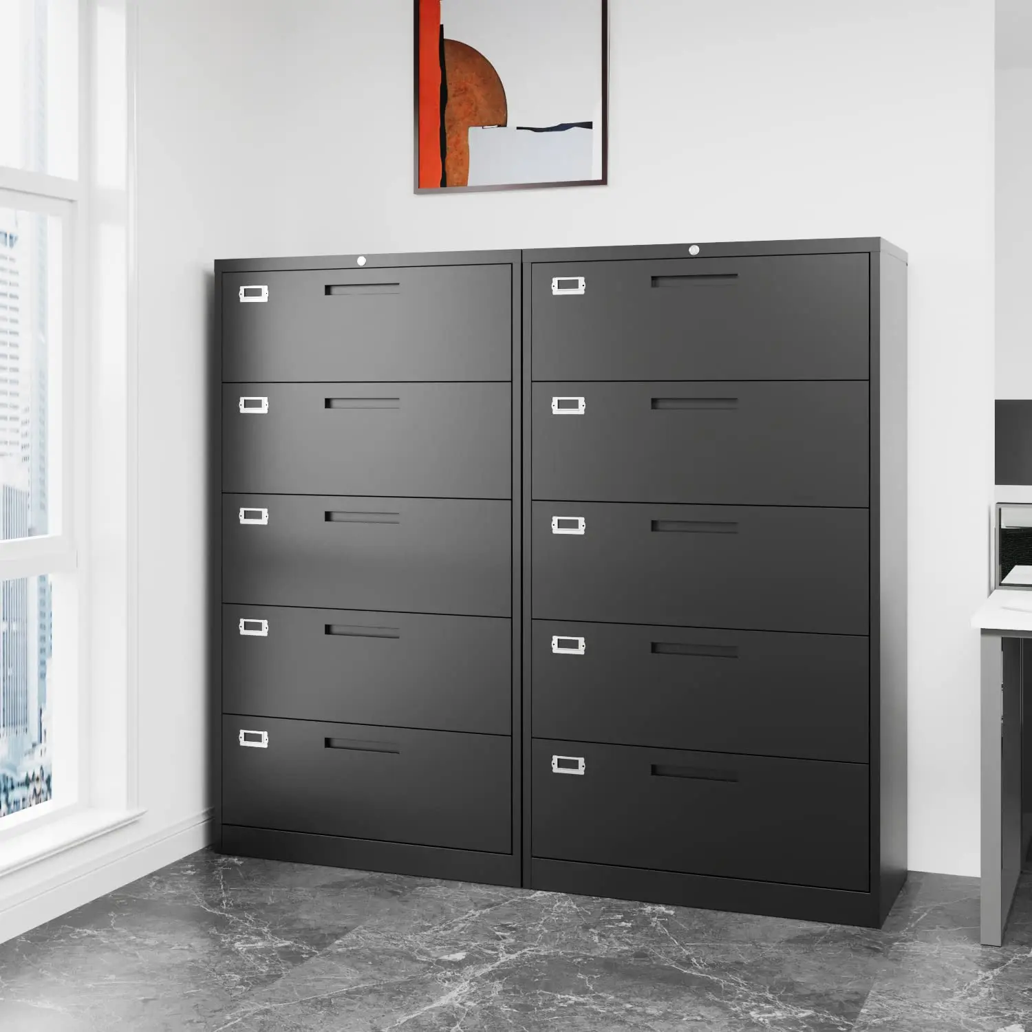 Metal File Cabinet 5 Drawers Lockable Storage for Hanging Files Letter Legal F4 A4 Home Office, Customized