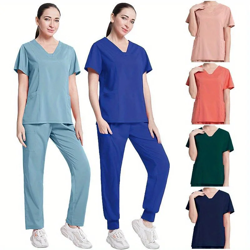 

Set of Doctor Short-sleeved Nurse Clothing Beauty Salon Brush Hand Clothes Elastic Thin Style Hand Clothes