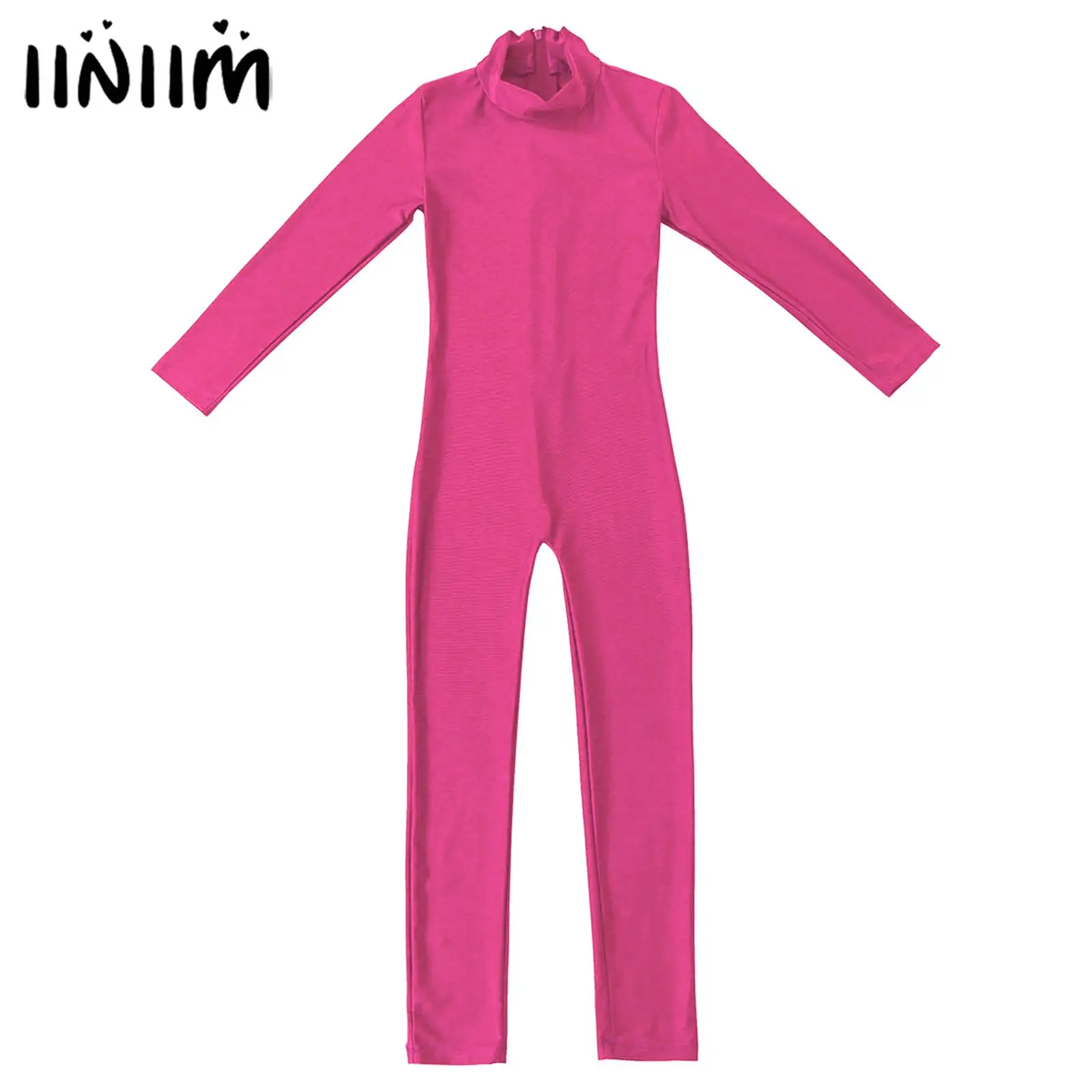 Girls Gymnastics Unitards Jumpsuit Ballet Leotards Costume Long Sleeves Zippered Athletic Dance Jumpsuit Ballet Dancewear