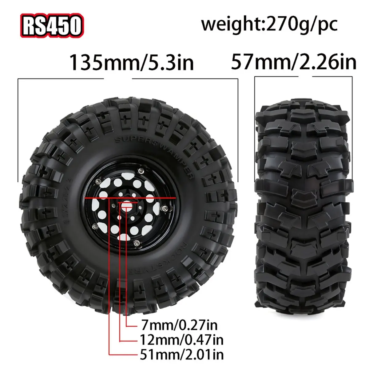 A10R 4Pcs RC 1/8 Wheels Hubs Tires for Meijiaxin H8H/ YK4083/ CROSSRC Axial RC Crawler Car Upgrade Parts Accessories