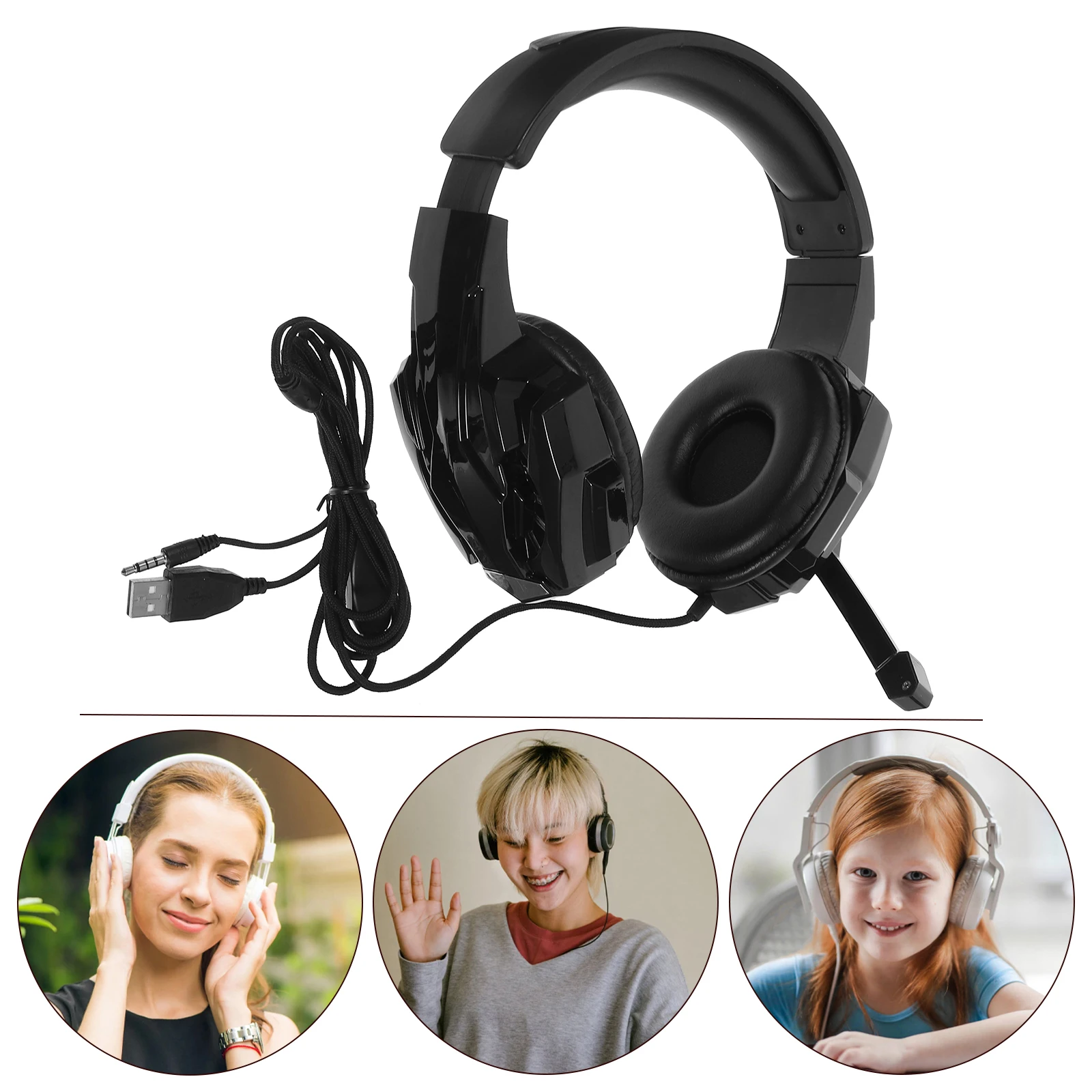 

1pc I3000 Gaming Headset Computer Headphone With Mic Luminous Ear Cups Over Ear Skin Friendly Comfortable Long Time Wear Gift