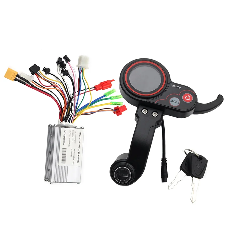 48V Controller+ZQ-100 Mileage Meter with Key Speed Adjustable Electric Scooter Meter 6 Pin Display for Electric Scooter