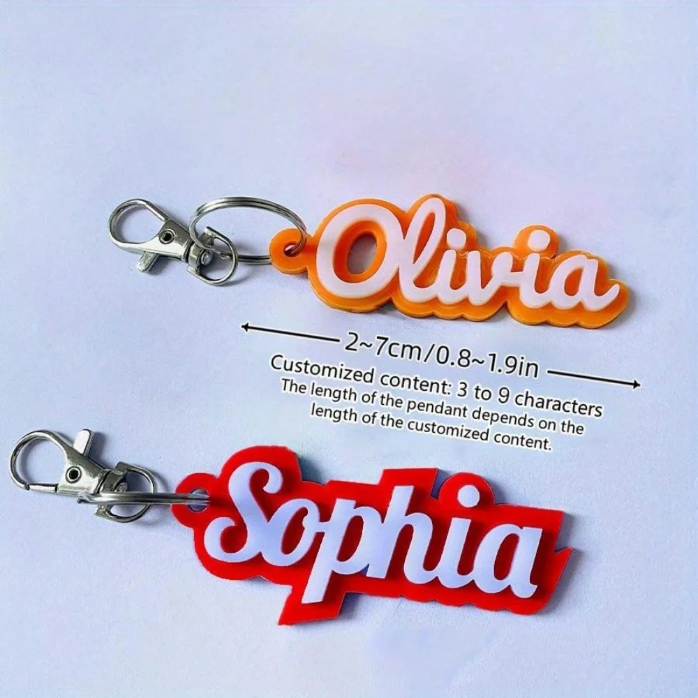 

KADRUFI Fashion Custom Acrylic Name Bag Keychain for Women Men 3D Nameplate Personalized Luggage Backpack Label Keyring Gift