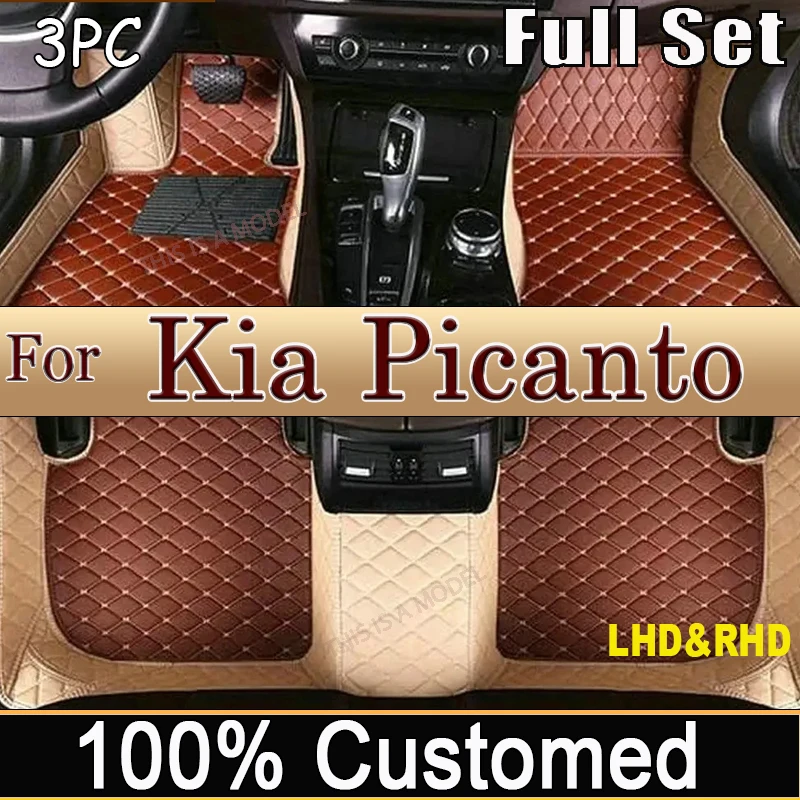 Leather Car Floor Mats For Kia Picanto Morning Grand Eko Taxi JA 2012~2017 5door Anti-dirty Car Mat Tapete Carro Car Accessories