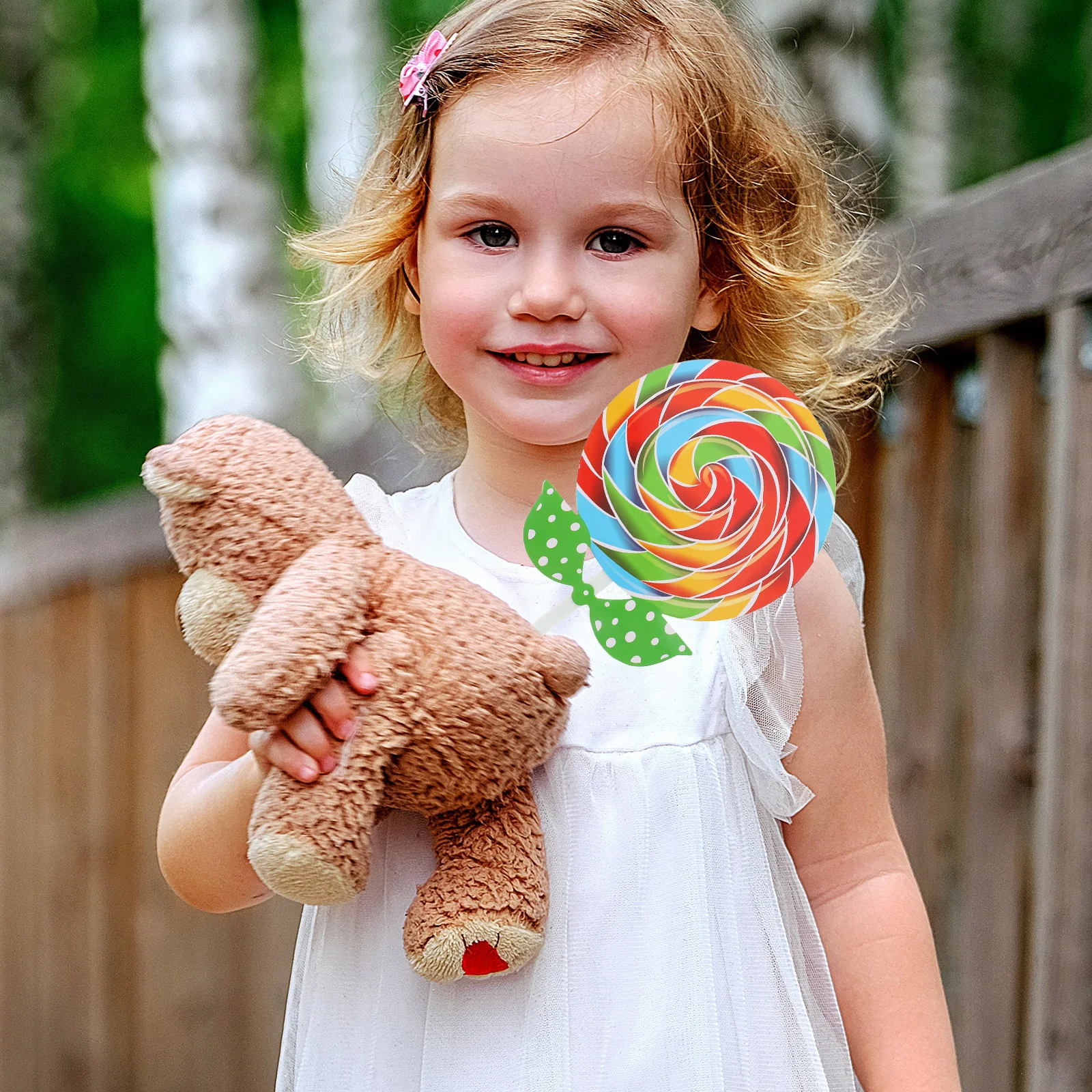 

2 Pcs Lollipop Props 16CM Rainbow Fake Lollipops Realistic Simulation Decorative Photo Props for Kids Party DIY