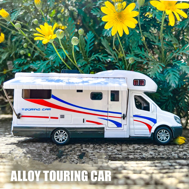 1:32 Scale Sprinter Luxury Motorhome Recreational Vehicle RV Trailer Caravan Alloy Metal Diecast Car Model Babys Toys Collection