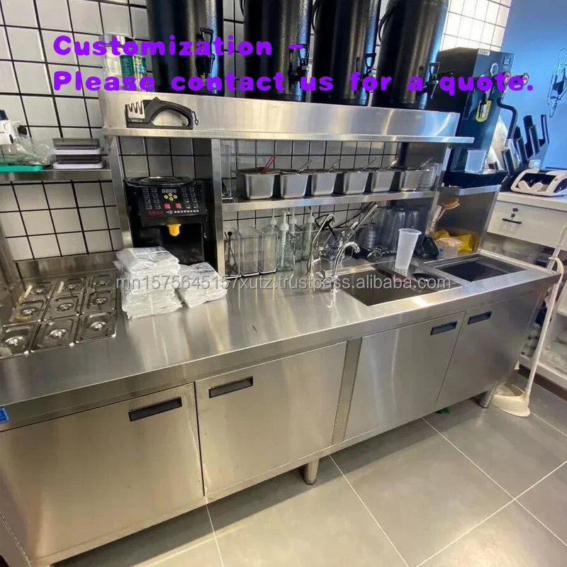 custom.Brushed 304 Stainless Steel High Bar Table Commercial Coffee Shop Equipment Café