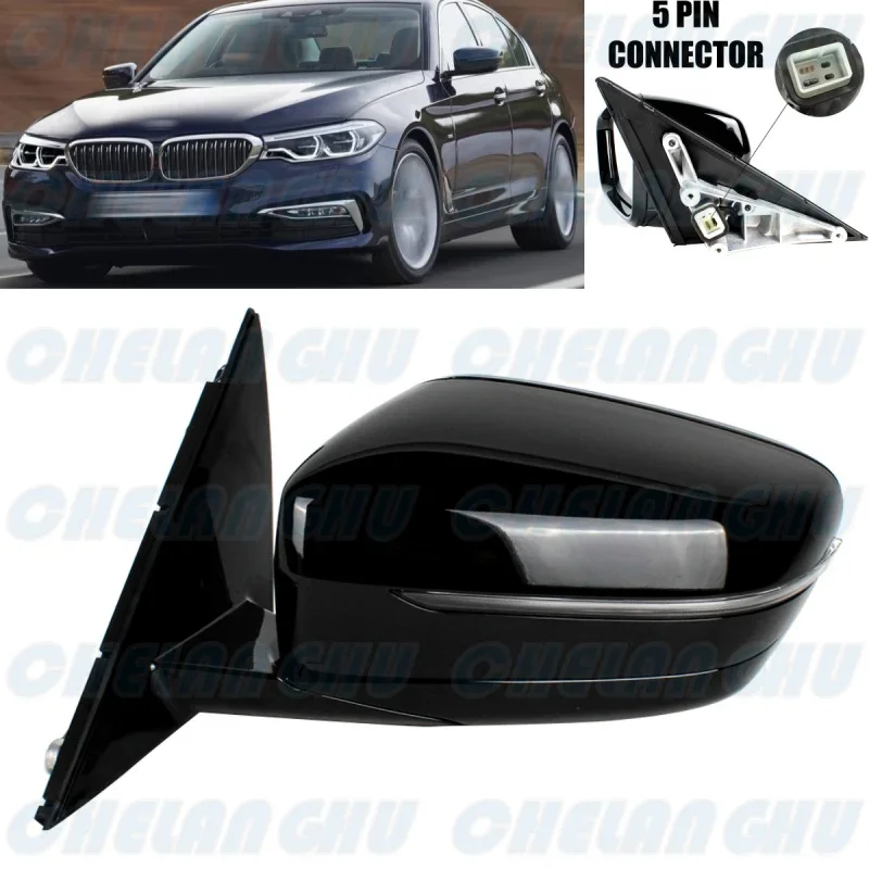 

Left Side Black Painted 5 Pins Heated Power Adjust Mirror Assembly For BMW G30 G38 520 530 540 2017 2018 2019 2020 2021 2022