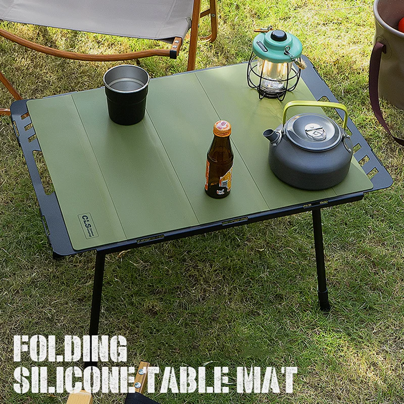 Outdoor Picnic Silicone Table Mat, Camping Folding Anti Slip Tablecloth, Table Insulation Mat, Waterproof And Oil Proof