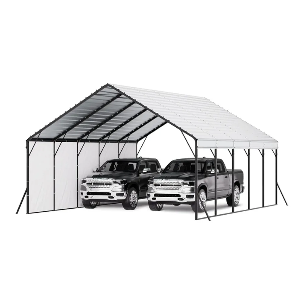 

Custom Outdoor Car Shelter, Heavy Duty Metal Farm Shed with Steel Frame for Cars Trucks & Agricultural Equipment Snow Resistance
