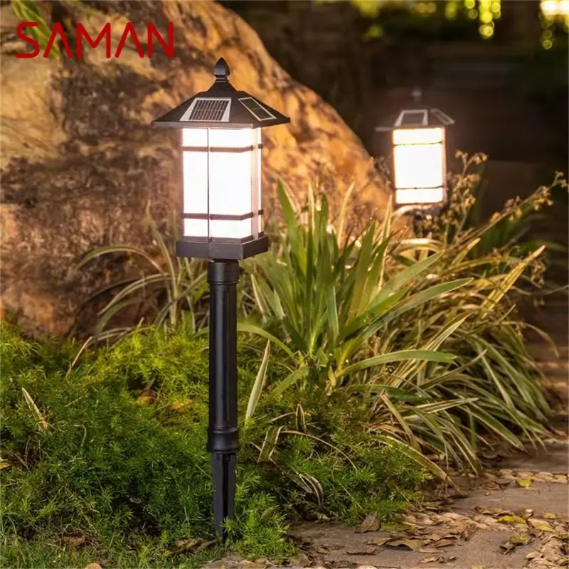 

SAMAN Classical Outdoor Lawn Lamp Black Light LED Waterproof Solar Home for Villa Path Garden Decoration