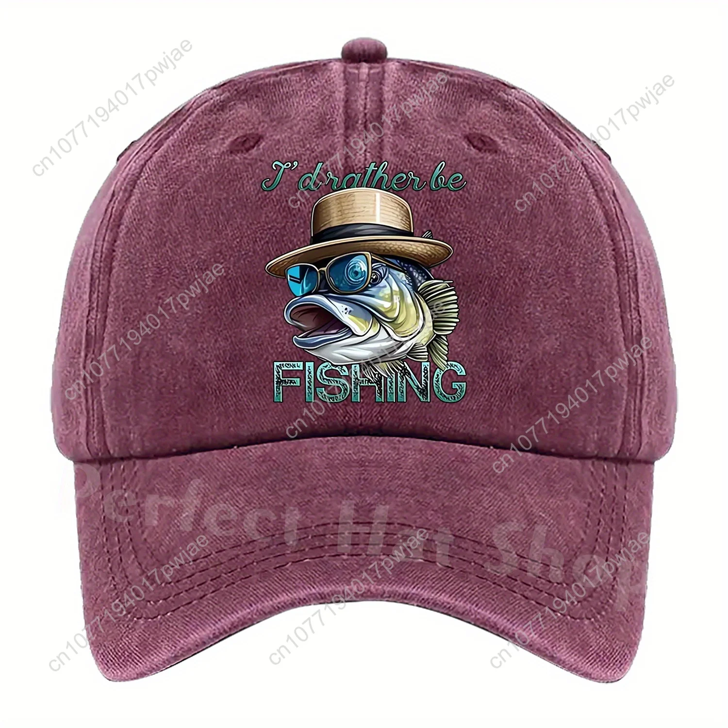 [Fishing Baseball Cap] Breathable Polyester "I'd Rather Be Fishing" Baseball Cap - Adjustable, Cartoon Fish Design, Perfect for view 5