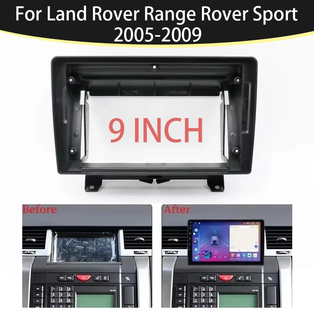 

9 Inch Car Frame Fascia Adapter Android Radio Dash Fitting Panel Kit For Land Rover Range Rover Sport 2005-2009
