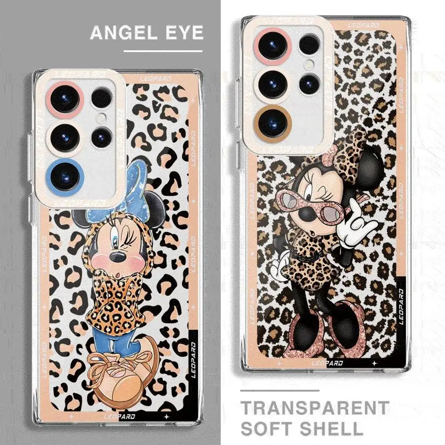 Disney Leopard Print Phone Case for Samsung Galaxy Note10Plus 20 20Ultra S23 24 Ultra S22 S20 FE S21 Plus 5G S22Ultra Matte