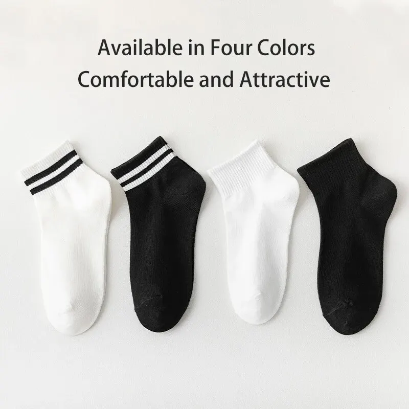 5 Pair Women\'s and Men\'s Unisex Spring/Summer Four Seasons Solid Color Business Stripes Simple Fashion Trend Comfortable Socks