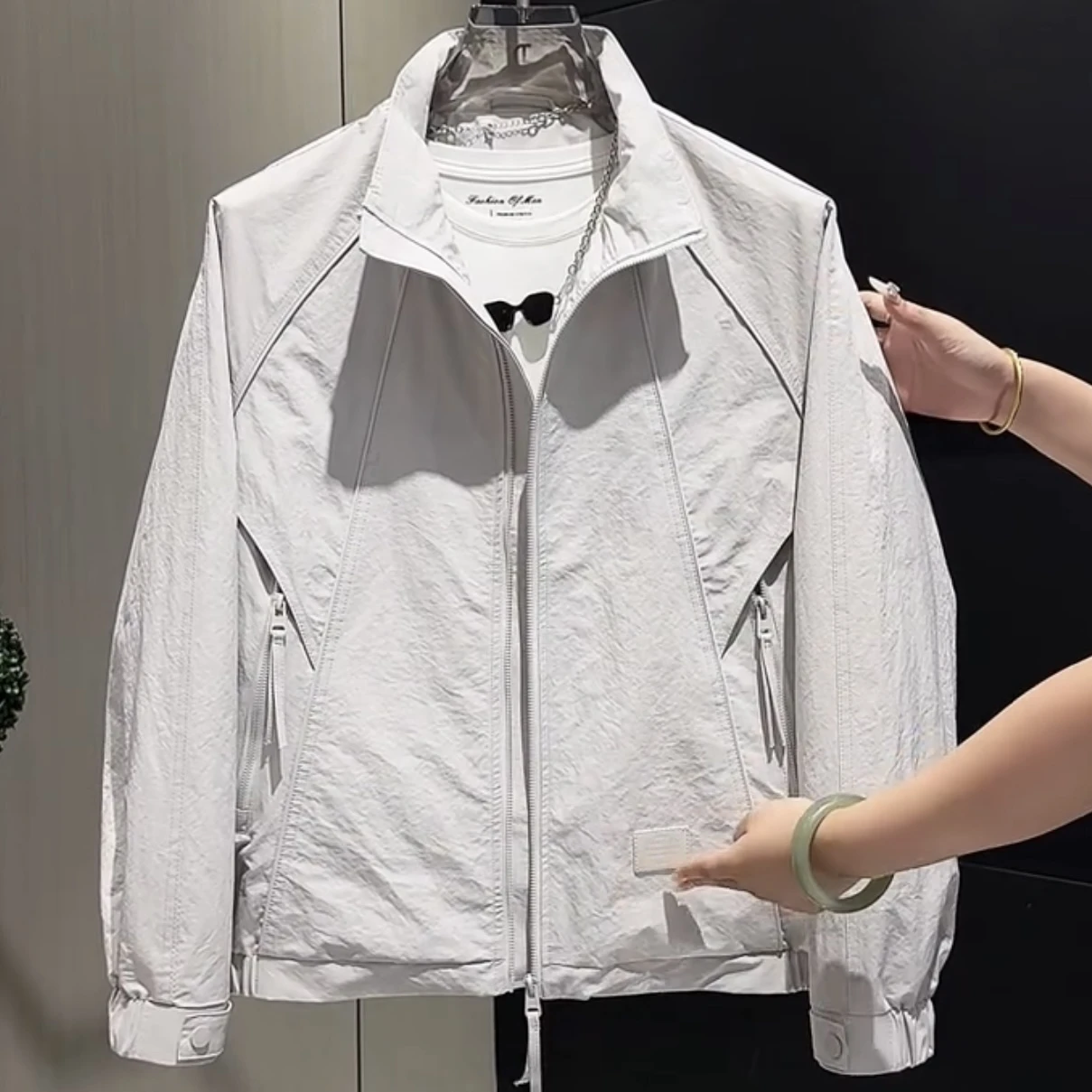 ربيع الخريف جديد Sle عادية Faionable الشباب تنوعا الوقوف طوق ملابس العمل Jaet الرجال سليم صالح تنفس ملابس خارجية