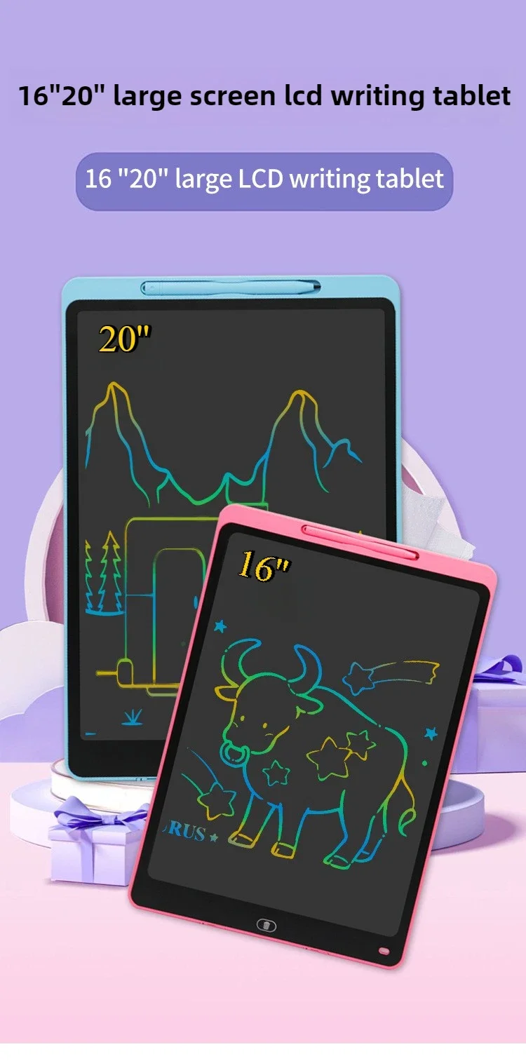 16/20 Zoll LCD-Schreibtafel Umweltfreundliches Magisches Zeichentablett für Kinder Löschbares Wiederverwendbares Spielzeug mit Stift Nachhaltige Geschenke – Detail 1