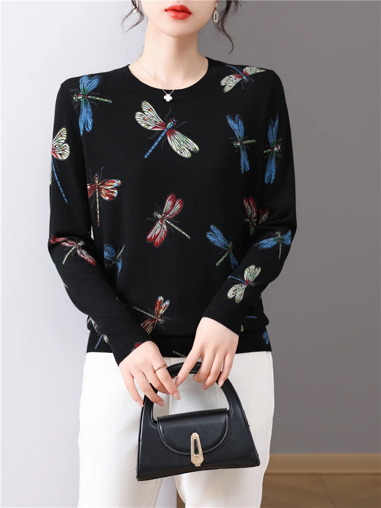

Print Women's Sweaters Spring Autumn Korean Fashion Pullovers Long Sleeve Top Blusas Femme Knitwears Sweater