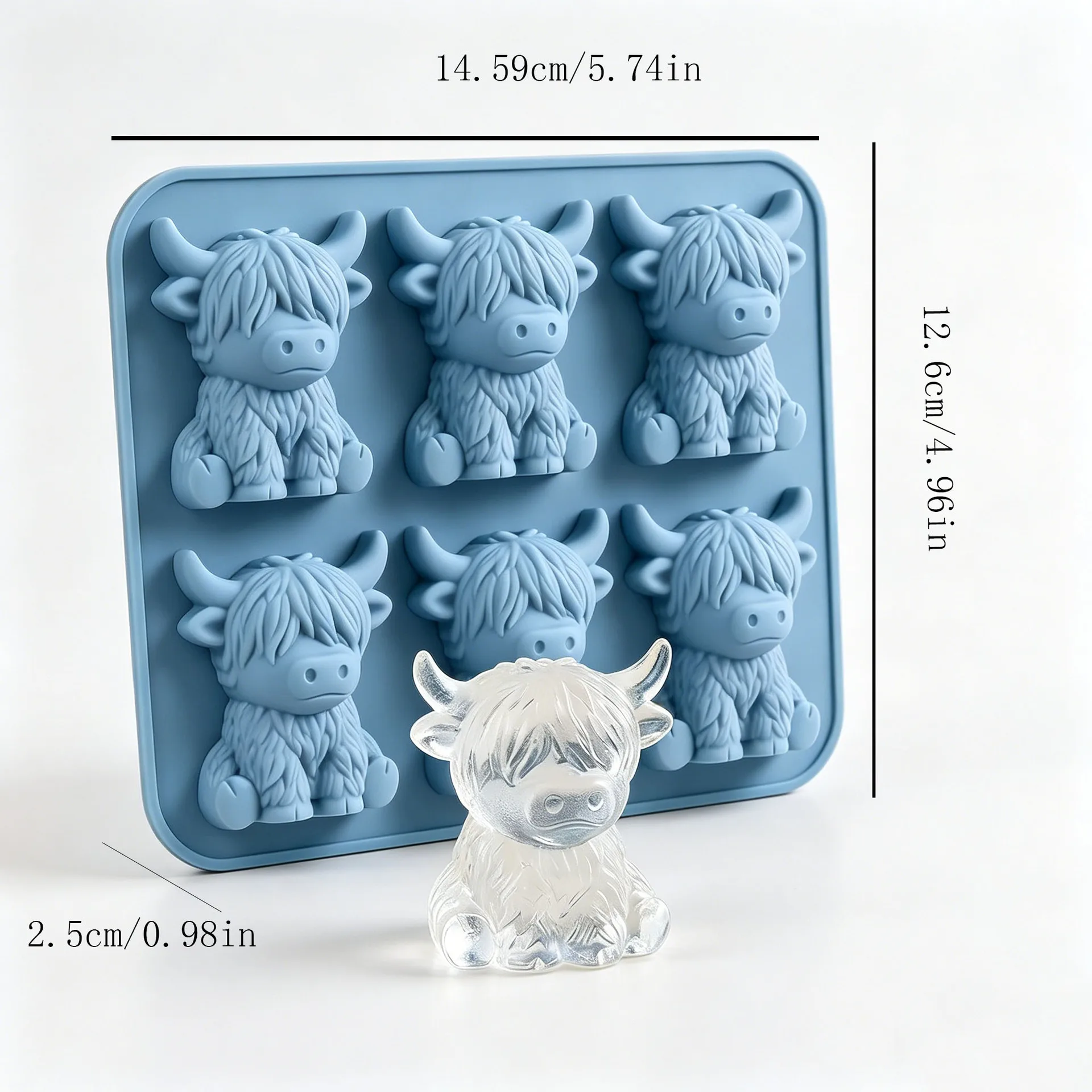 Highland Cow Ice Cube Trays 3D Silicone Highland Cow Ice Mold Cute Animal-Shaped Ice Tray for Whiskey and Cocktails