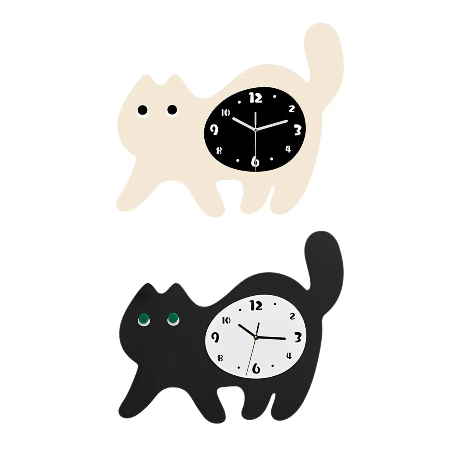 Cat Wall Clock Creative Easy to Read Fun Nonticking for Kitchen Home Bedroom