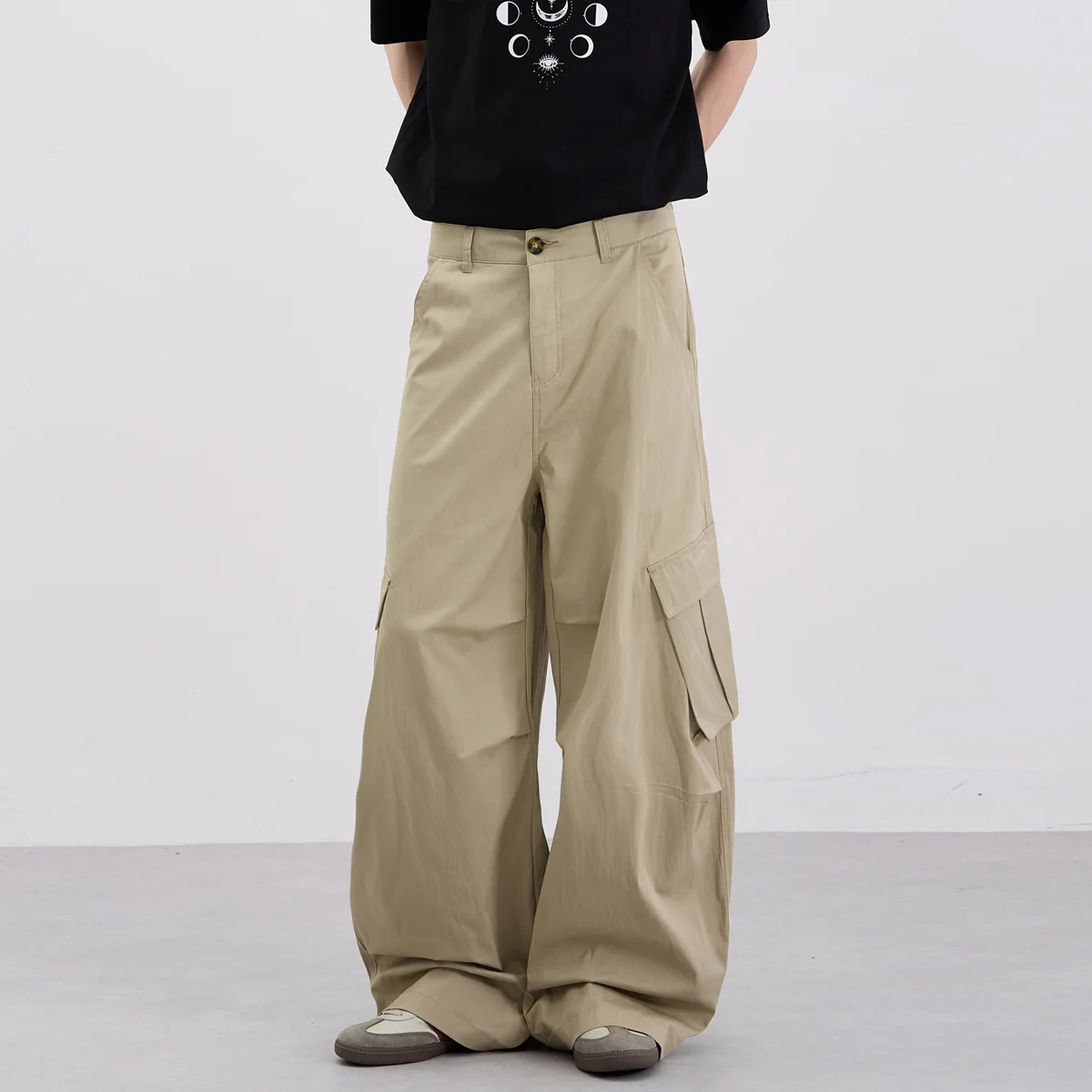 Men Women Spring Summer Streetwear Lightweight Fashion Loose Casual Wide Leg Cargo Baggy Pants Multi-pocket Long Trousers
