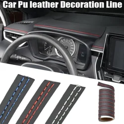 Car Interior DIY Strips PU Leather Woven Trim Strips Car Protection Stickers for Door Dashboard Stickers Self-adhesive Moulding