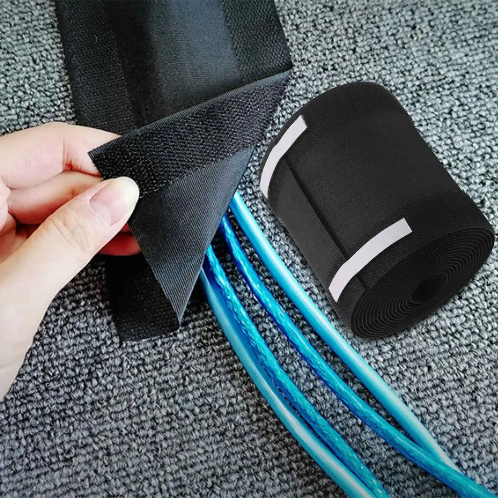 -[Retail TX] Cable Grip Floor Cable Cover Cords Cable Protector Cable Management Only For Commercial Office Carpet (Black,10 Fee