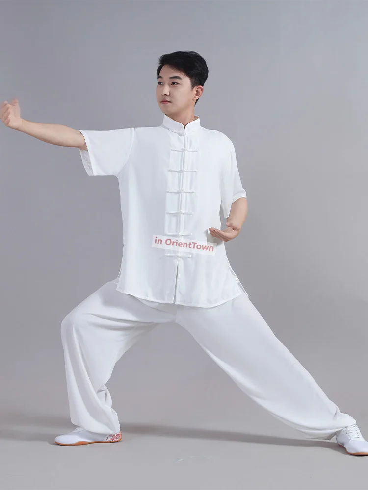 Uniforme de Tai Chi, tendencia tradicional china, traje de Wushu Kungfu, Color blanco, ropa de artes marciales Wing Chun, ropa de ejercicio matutino