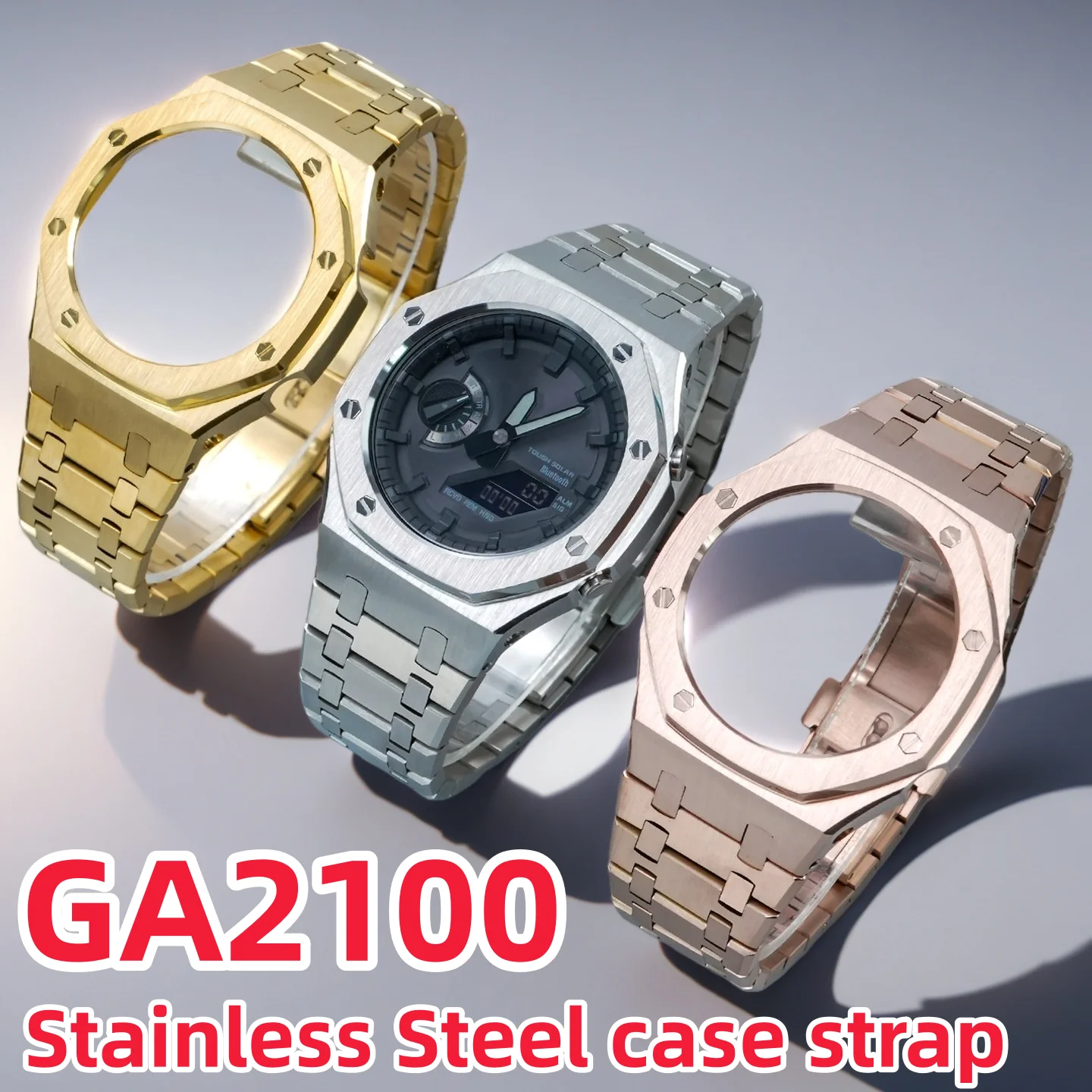 

Модификация для Casio G-SHOCK GA2100 GA2110 GA-B2100: корпус и ремешок из нержавеющей стали, металлический безель и ремешок для часов Farm Oak GA-2100, мужские