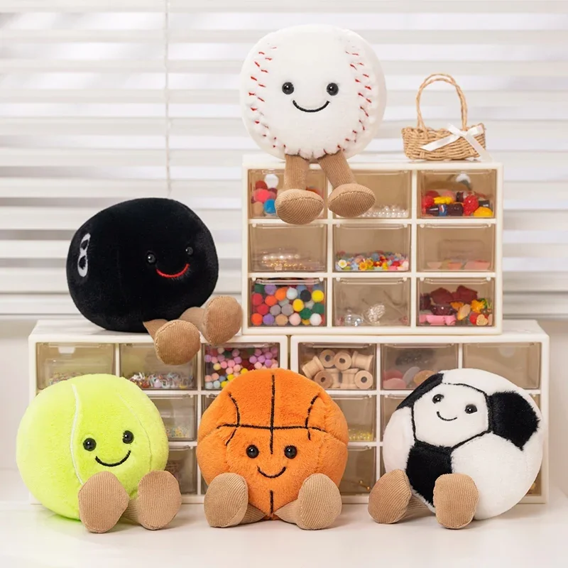 Cute Basketball Football Tennis Baseball Billiards Plush Toys Soft Stuffed Balls Pillow Players Souvenir Birthday Gift