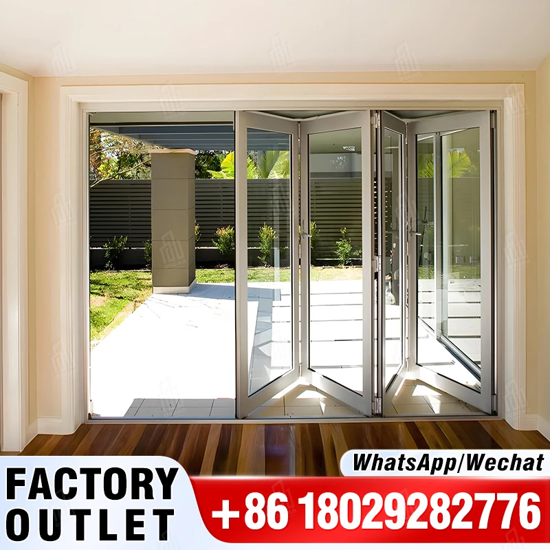 Contemporary Styles Aluminum Alloy Doors Soundproof Double Glass Sliding Bifold Doors Aluminium Folding Patio Doors