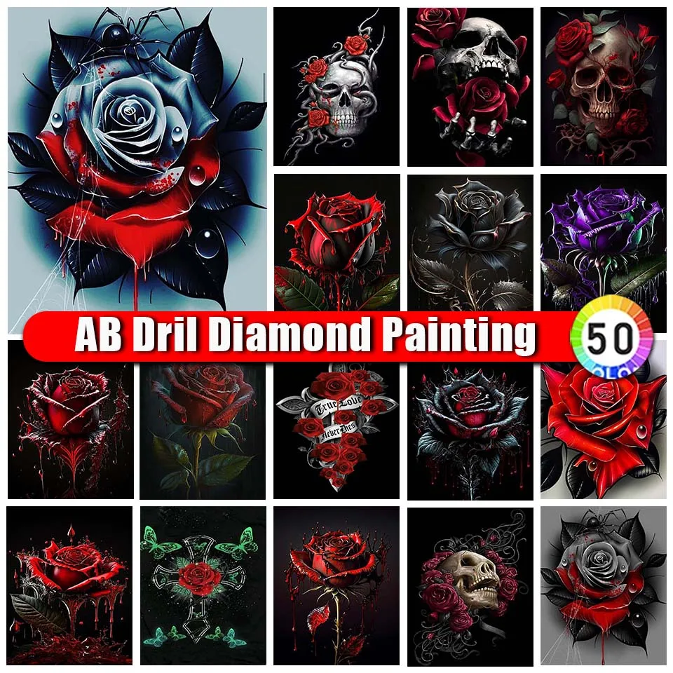 

Zipper Bag AB Diamond Painting Rose Cross Stitch New 2023 Diamond Embroidery Flower Skull Mosaic Art Rhinestone Home Decor Gift