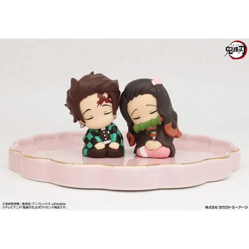 Demon Slayer Gashapon Capsule Toy Figures Kamado Tanjirou Kamado Nezuko Agatsuma Zenitsu Hashibira Inosuke Sleep Doll Model Toys