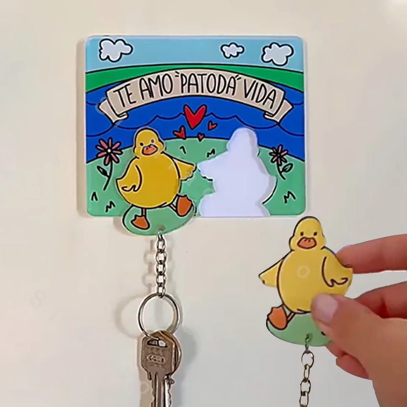 ハウスアップ映画用ダックキーホルダー、ハンガー、ドアマウント、かわいい共有キーホルダー、ジグソーキーリング、家の装飾用フック